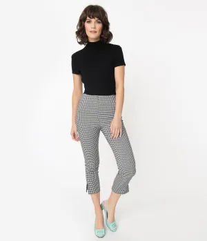 Unique Vintage Black & White Gingham Rachelle Capri Pants