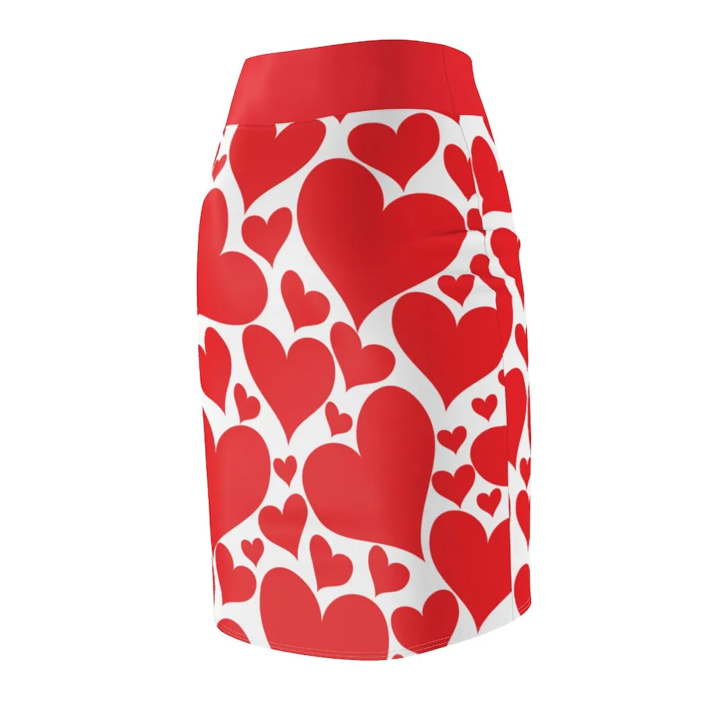 Uniquely You Womens Pencil Mini Skirt / Love Red Hearts - S867849