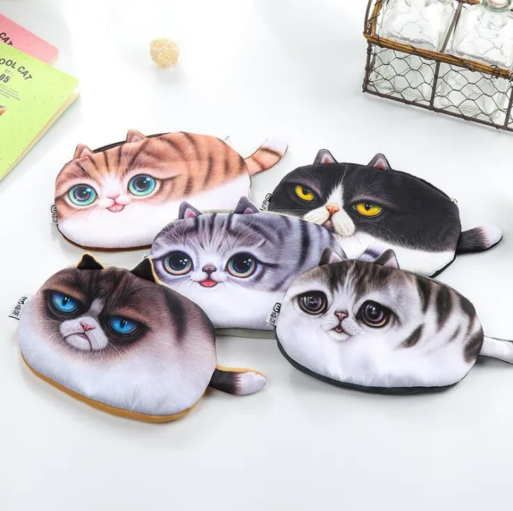 Vivid 3D Painting Chunky Cat Pencil Bag Stationery Storage Organizer Bag School Supply Student Prize