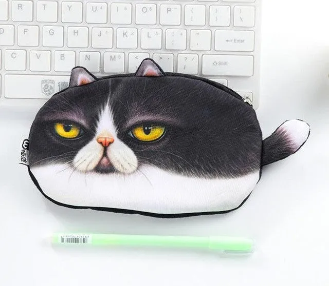 Vivid 3D Painting Chunky Cat Pencil Bag Stationery Storage Organizer Bag School Supply Student Prize