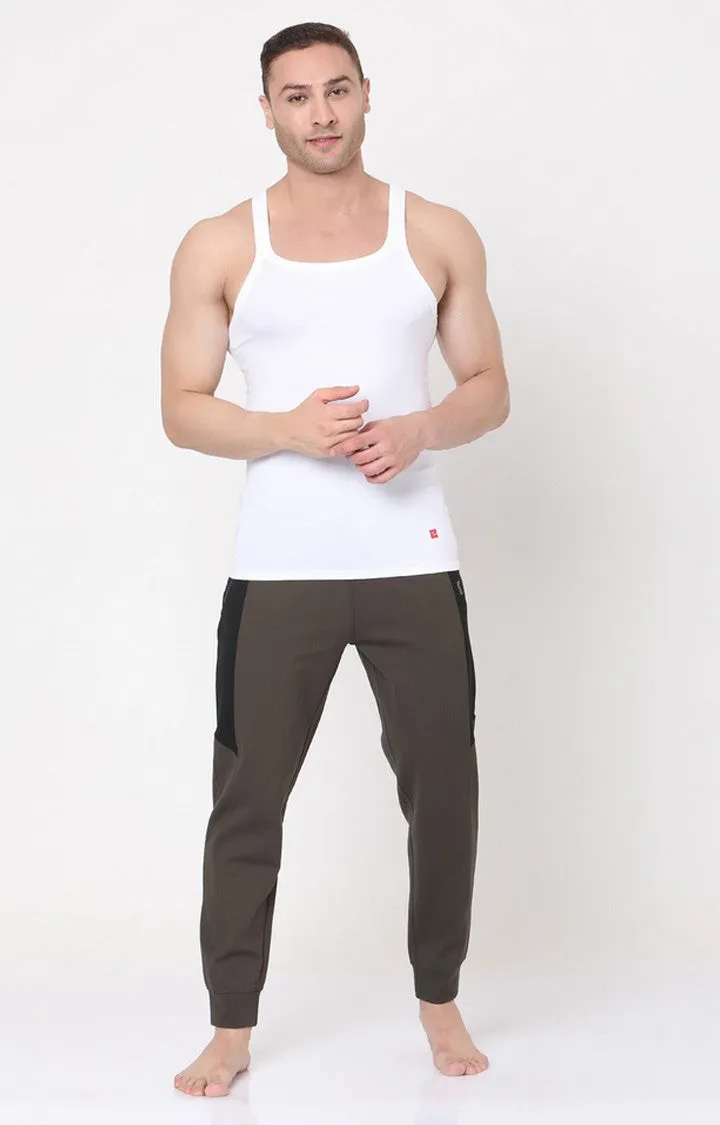 White Cotton Lycra Vest (Square Neck)- Underjeans By Spykar