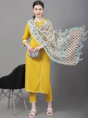 Women Panelled Kurta With Trousers & With Dupatta