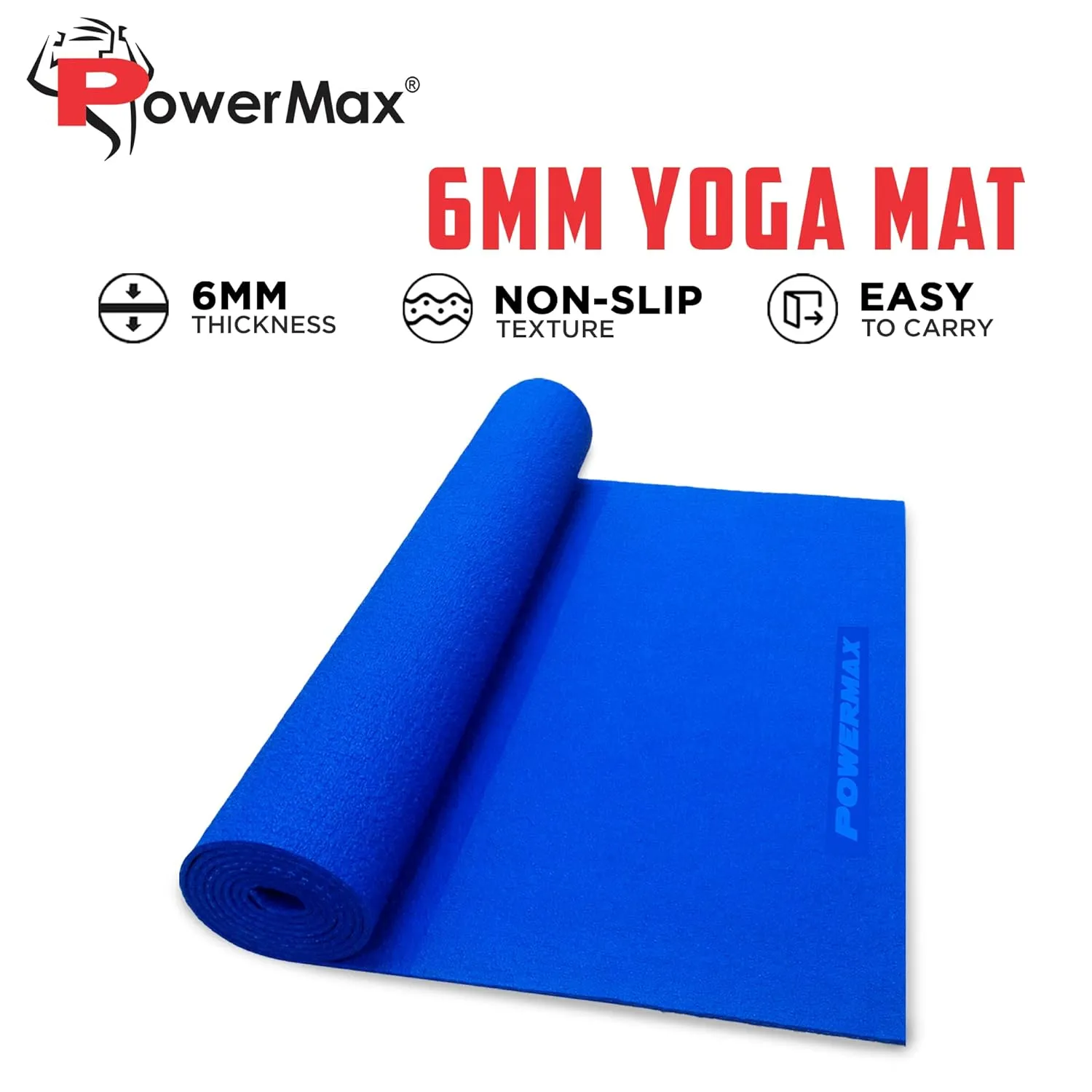 YE6-1.2-BL 6mm Thick Premium Exercise Yoga Mat for Gym Workout [Ultra-Dense Cushioning | Tear Resistance & Water Proof] Eco-Friendly Non-Slip Yoga Mat for Gym and Any General Fitness